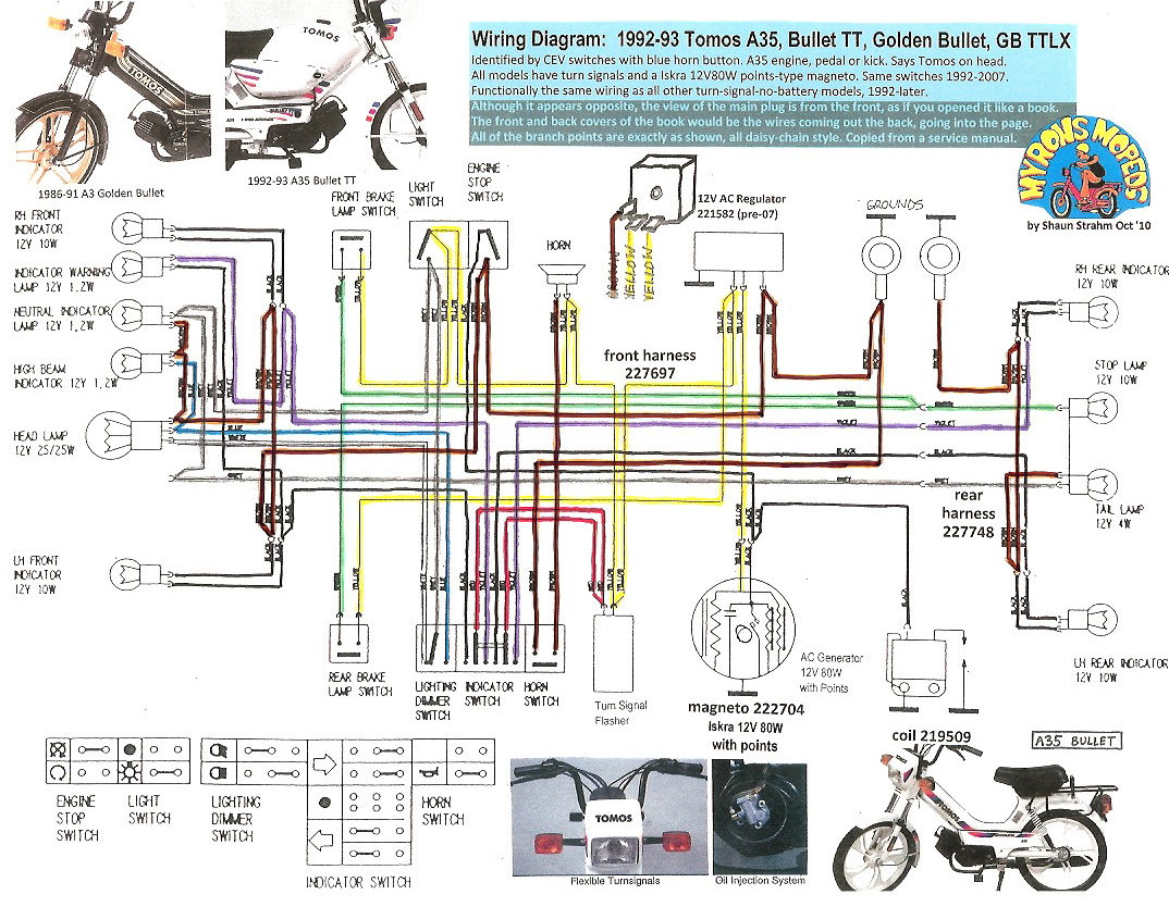 Tomos Wiring Diagrams « Myrons Mopeds  50cc Moped Wiring Harness Diagram    Myrons Mopeds