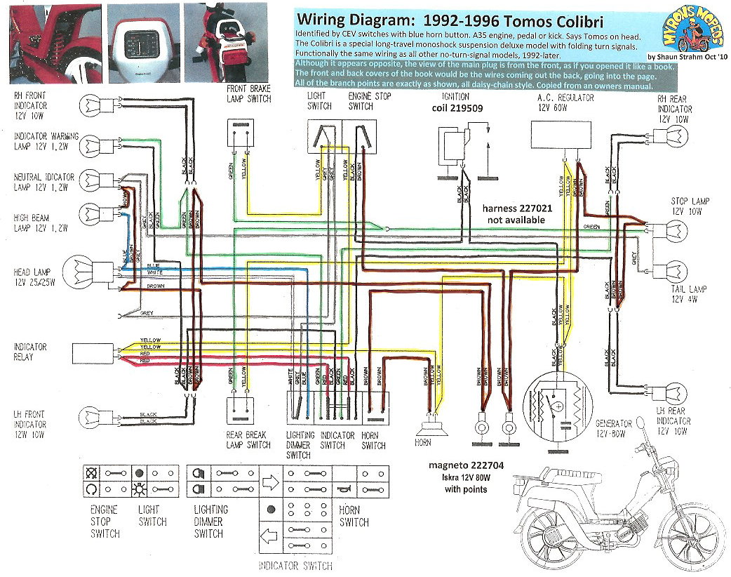 Tomos Wiring Diagrams « Myrons Mopeds  Yamaha Blaster Wiring Diagram 200cc    Myrons Mopeds
