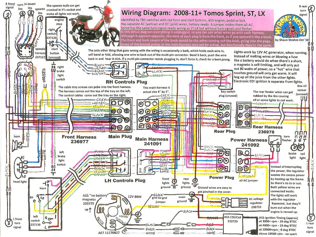 Tomos Wiring Diagrams « Myrons Mopeds  Honda Wave 100 R Electrical Wiring Diagram    Myrons Mopeds