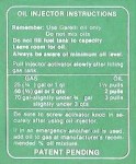 G3. Garelli oil injector instructions white on clear