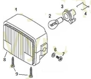 CEV rectangular headlight parts