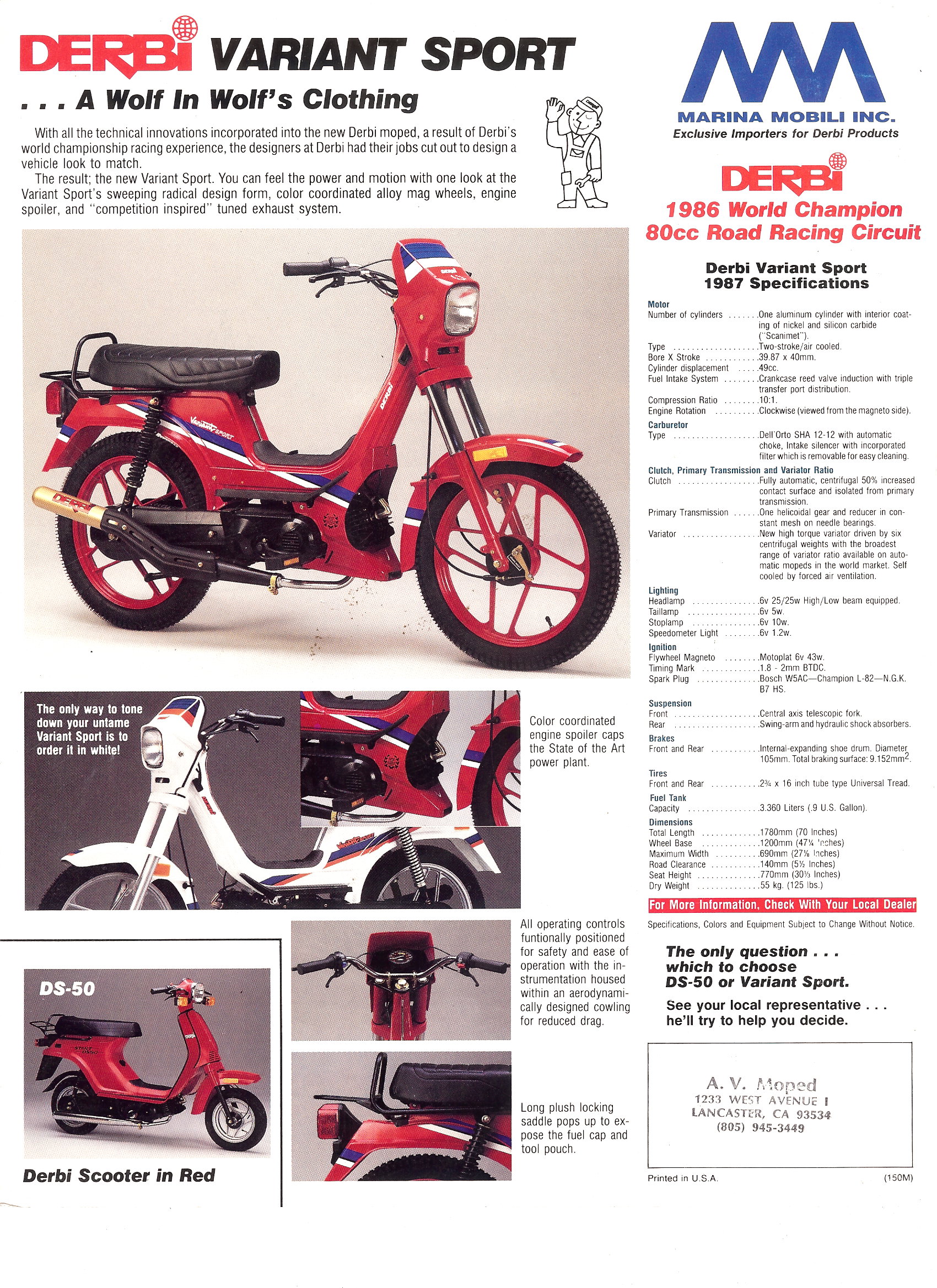 Derbi Variant de 1997 Espana Prospectus Catalogue Brochure Moto